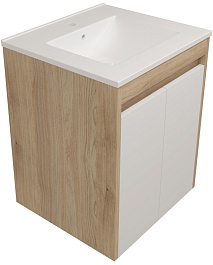 Teymi Тумба с раковиной Netta 50 подвесная дуб/белый – фотография-1