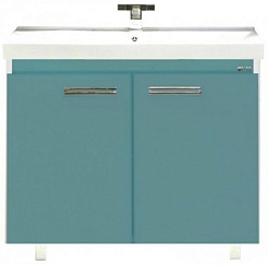 Misty Тумба для умывальника Джулия QVATRO 90 прямая голубая – фотография-1