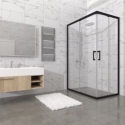 Triton Душевой уголок Фикс-Блэк 120х80 стекло прозрачное профиль черный матовый – фотография-7