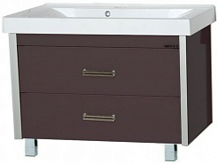 Misty Тумба с раковиной Джулия QVATRO 105 коричневая – фотография-1