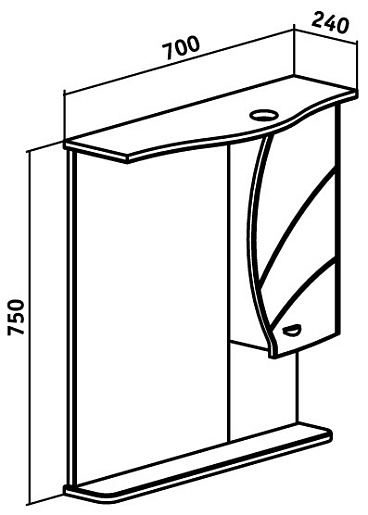 Runo Зеркальный шкаф Глория 70 – картинка-3