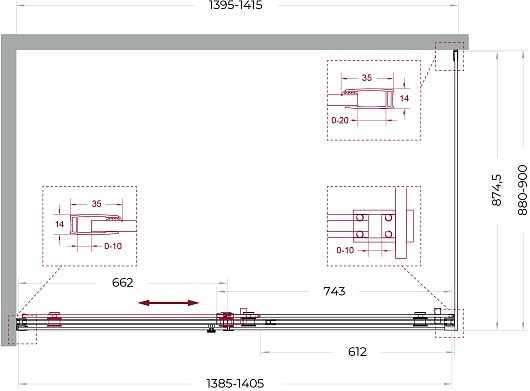 BelBagno Душевой уголок Soft Close-2 SOFT_CLOSE-2-AH-1-140/90-C-GM 140x90 профиль оружейная сталь стекло прозрачное – фотография-12