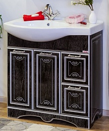 Sanflor Тумба для умывальника Адель 82 R венге, патина серебро – фотография-1