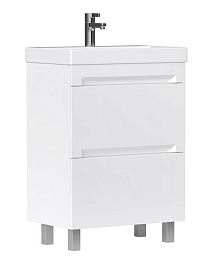 Equil Тумба с раковиной Corner 60 2 ящика напольная белая – фотография-1