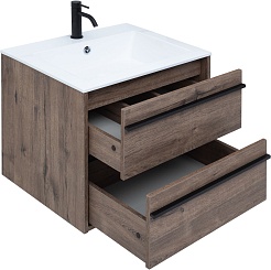 Aquanet Тумба под раковину Lino 60 подвесная дуб веллингтон – фотография-4