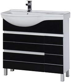 Aquanet Тумба под раковину Доминика 90 L черная – фотография-1