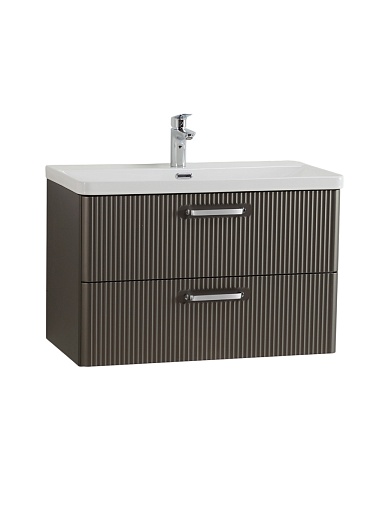 BelBagno Тумба с раковиной Due 80 подвесная Оружейная сталь ручки Хром полированный – фотография-8