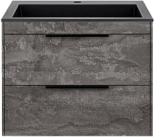 Vincea Тумба с черной кварцевой раковиной Chiara 2D 60 подвесная серый камень