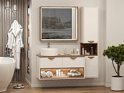 Brevita Мебель для ванной Bergen 105 подвесная дуб галифакс олово/белая – фотография-3