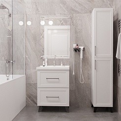 Mixline Тумба с раковиной Риф 60 2 ящика белая – фотография-6