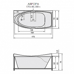 Aquatika Акриловая ванна Аквалюкс Аврора Standart R – фотография-2