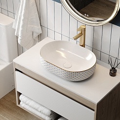 Teymi Раковина накладная Solli 48 T50389 белая с орнаментом – фотография-6