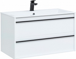 Aquanet Мебель для ванной Lino 90 подвесная белая матовая – фотография-2