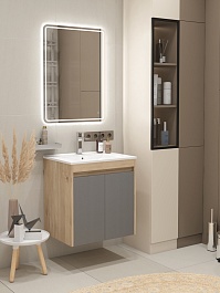 Teymi Тумба с раковиной Netta 60 подвесная дуб/графит – фотография-11