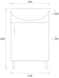 Onika Тумба под раковину Эко 52.10 Black белая/дуб сонома – фотография-5