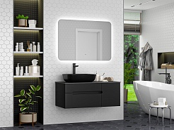 Misty Тумба с раковиной Роял 100 подвесная черная матовая – фотография-2