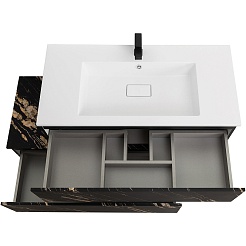 Cezares Тумба с раковиной Slider 100 с 2 ящиками подвесная чёрный фьюжн – фотография-8