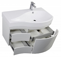 Aquanet Тумба с раковиной Сопрано 1-95 R с ящиком белая (169661) – фотография-6