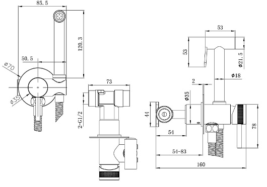 Allen Brau Смеситель с гигиеническим душем Priority 5.31A29-BN (с внутренней частью) никель браш – фотография-6