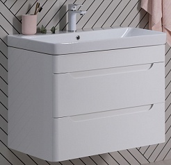 Aquanet Тумба с раковиной София 80 2 ящика подвесная белая – фотография-2