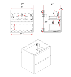 Зов Мебель для ванной Дион 100 подвесная матовая белая – фотография-3