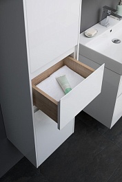 Aquanet Шкаф пенал Бруклин 35 R подвесной белый – фотография-8