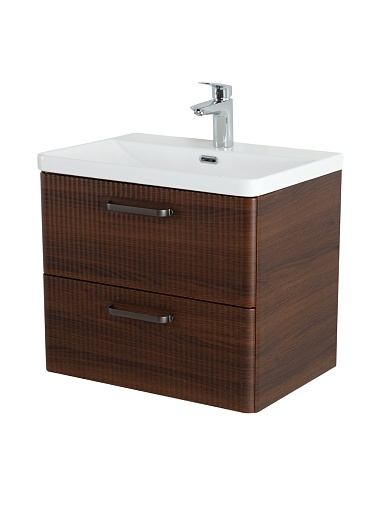 BelBagno Тумба с раковиной Due 60 подвесная Noce ручки Матовый тёмный никель – картинка-11