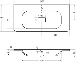 Cezares Тумба с раковиной без отверстия под смеситель Relax 100 подвесная брашированное золото – фотография-18