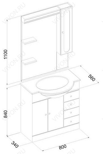Aquanet Зеркальный шкаф "Марсель 80" – картинка-3