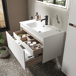 Sancos Тумба с раковиной Smart 100 белый глянец раковина Element 101 CN7003 – фотография-3