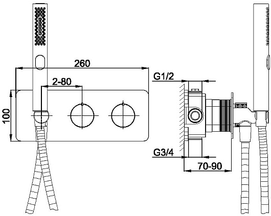 Allen Brau Смеситель для ванны Liberty 5.33009-31 (с внутренней частью, 2 хода) черный матовый – фотография-4