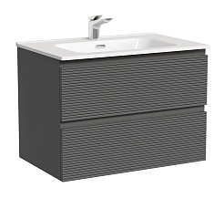 Sancos Тумба с раковиной Folk 140 grey soft раковина Grace 141 с двумя чашами CN7022wx – фотография-9