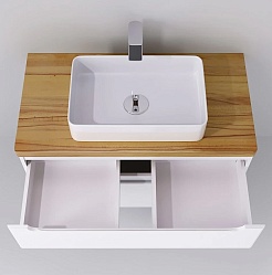 Jorno Тумба с раковиной Wood 100 белая столешница светлая – фотография-2