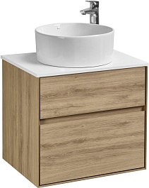 Акватон Тумба с раковиной и белой столешницей Либерти 60 Mila 40 дуб эльвезия – фотография-1