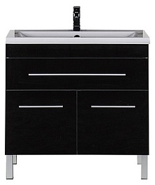 Aquanet Тумба с раковиной Верона 90 напольная, дверцы, черная – фотография-5