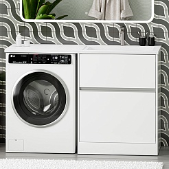 Misty Мебель для ванной с раковиной под стиральную машину Ингрид 130 R белая – фотография-3