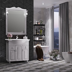 Opadiris Зеркало для ванной Тибет 85 ясень, белое серебро – фотография-3