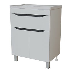 Mixline Тумба с раковиной Лайн 60 1 ящик белая – фотография-1