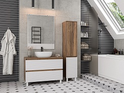 Brevita Мебель для ванной Dakota 100 дуб галифакс олово/белая – фотография-2