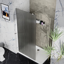 Azario Душевая перегородка Walk-in 90/195 рифленое стекло профиль матовый графит – фотография-2