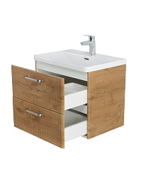 BelBagno Тумба с раковиной Due 50 подвесная Rovere Nature ручки Матовый атласный никель – фотография-2