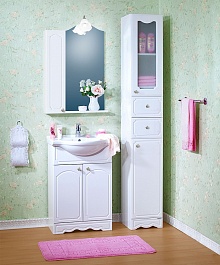 Бриклаер Мебель для ванной Лючия 60 белая, шкафчик – фотография-6
