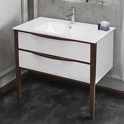  Мебель для ванной Риголетто 90 белый/орех – фотография-4