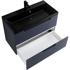 BelBagno Тумба с раковиной Vittoria 80 подвесная Grigio Opaco с раковиной BB800/450-LV-ART-AST-NERO – фотография-3