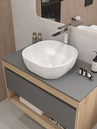 Teymi Накладная мебельная раковина Solli 41 artceramic мрамор белый матовый T50382 – фотография-9