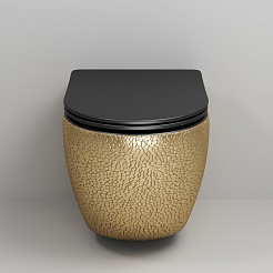 Grossman Унитаз подвесной Color GR-4411GBLS золото/черный с текстурой крокодила – фотография-4