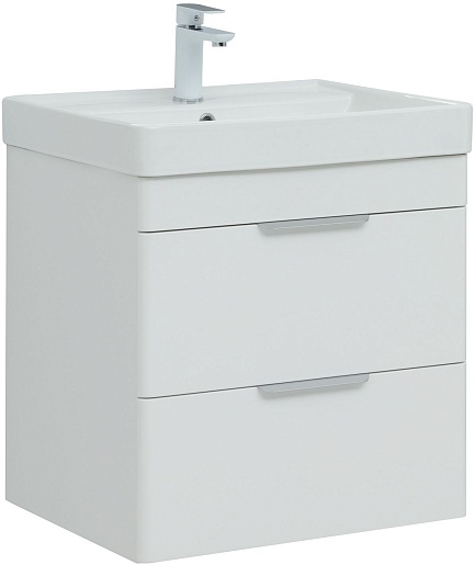 Aquanet Мебель для ванной Ирис New 60 2 ящика подвесная белая глянцевая – фотография-2