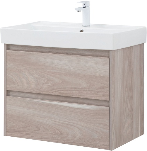 Aquanet Тумба с раковиной Nova Lite 75 подвесная орех светлый – фотография-4