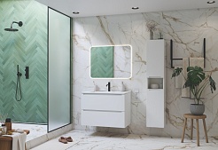 Зов Тумба с раковиной Дион 80 подвесная матовая белая – фотография-2