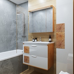 Бриклаер Мебель для ванной Форест 80 подвесная белый/дуб золотой – фотография-3